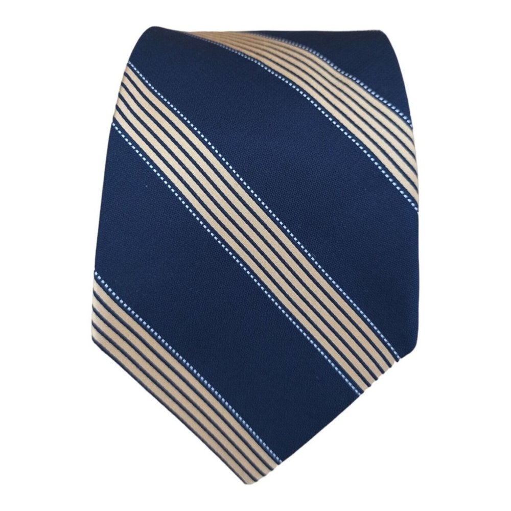 VALENTINO Current Blue Striped Silk Tie ITALY 59"/ 3.4" EC
